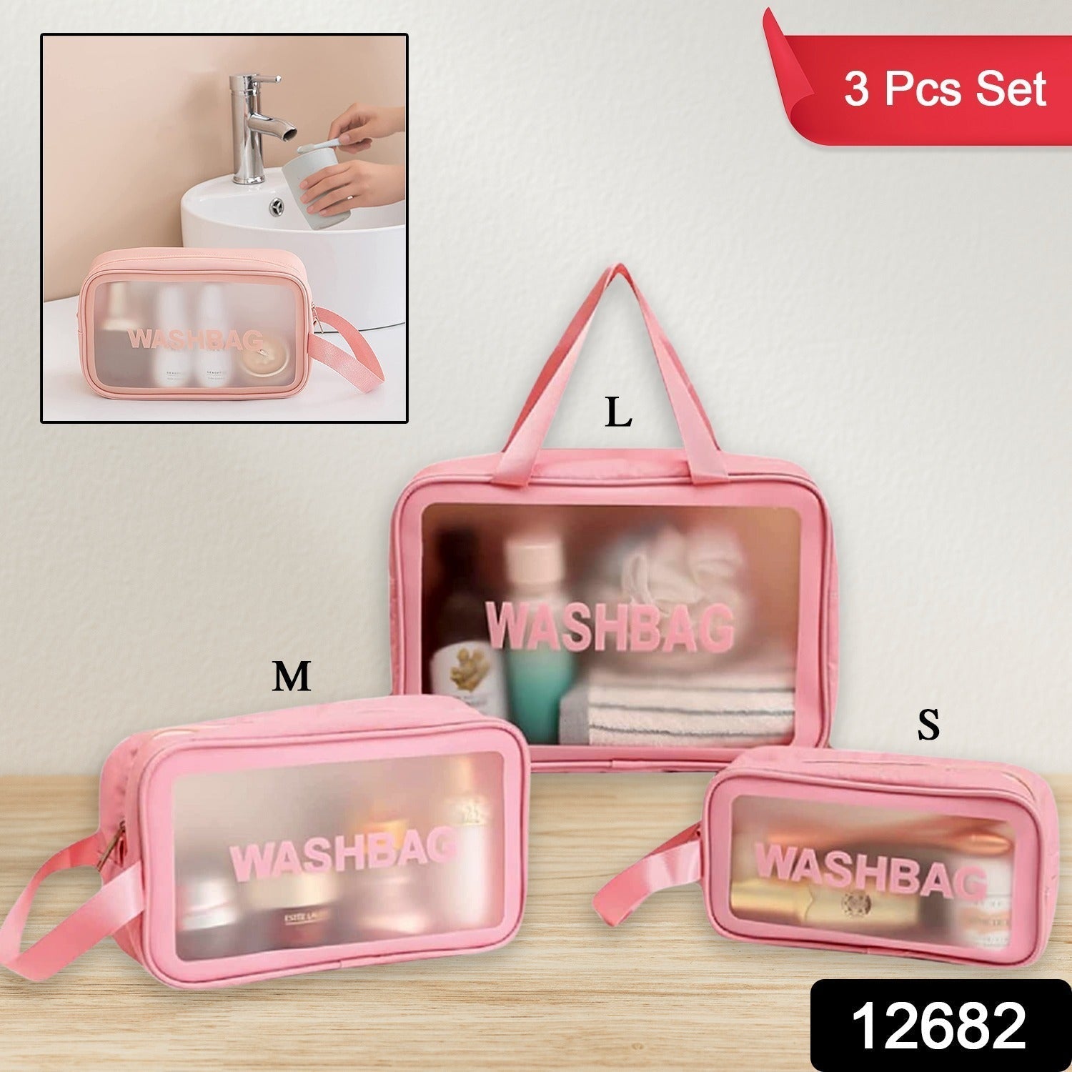 Cosmetic Pouch, Make up Bag for Home & Travel, Toiletry Bag for Cosmetics, Brushes, Accessories Set of 3 Small, Medium & Big - Wash Bag Cosmetic Pouch, Make up Bag for Home & Travel, Toiletry Bag for Cosmetics, Brushes, Accessories Set of 3 Small, Medium & Big - Wash Bag